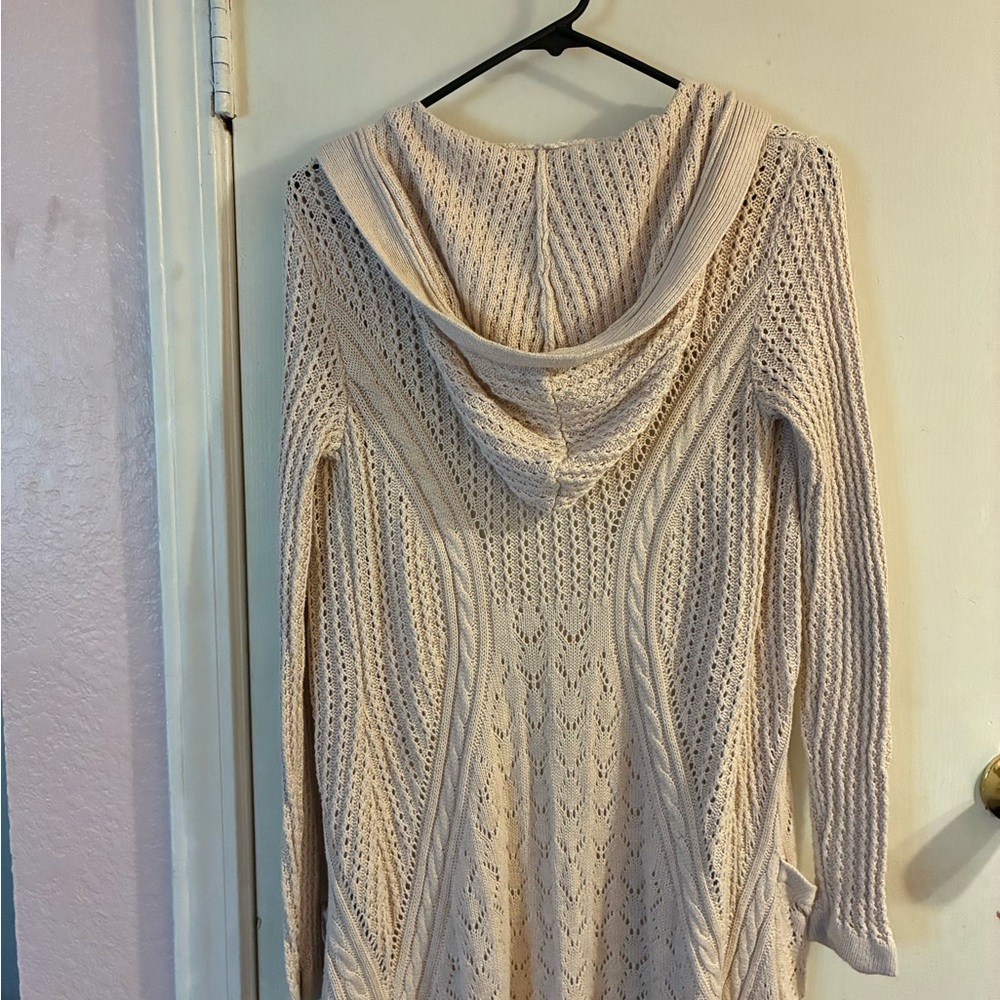 Women's Cream Open-Front Knit Cardigan Sweater